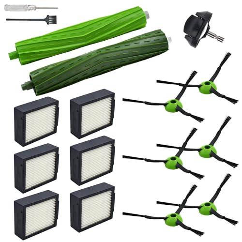 Yojolee Replacement Parts Compatible with iRobot Roomba J7 J7+ J5 J5+ J6 J6+ J8 J8+ J9 J9+ i e j Series Vacuum Cleaner Accessories Kit,Front Caster Wheel,Rubber Brushes,6 HEPA Filters,6 Side Brushes