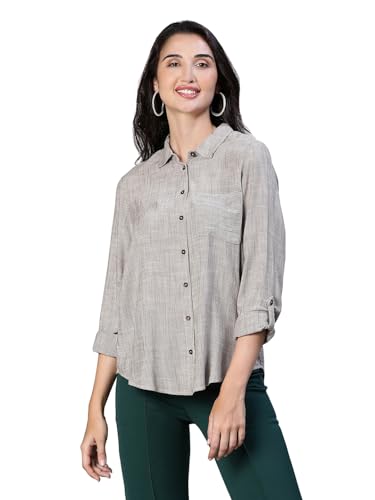 Image of oxolloxo Women's Striped Regular Fit Shirt