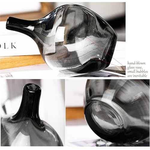 Vase en verre noir de 11 pouces pour masquer l'eau trouble des fleurs