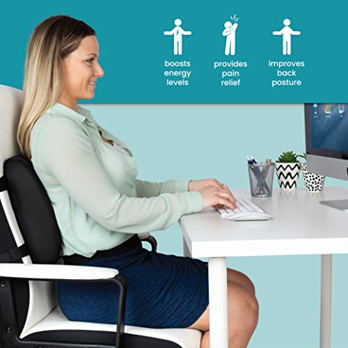 Healthy Spirit Memory Foam Lumbar Support Back Cushion | Back Support For Office Chair Car | Lumbar Support Pillow, Black, 1 Count #TOP2