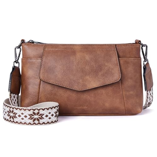 MUIIKOLA Damen Umhängetaschen,Handytasche mit Geldbörse zum Umhängen，Schultertasche aus Veganes Leder Handytasche mit abnehmbaren Breiter Gurt