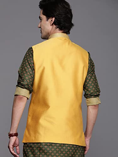 Image of Manyavar Sleeveless Nehru Jacket for Men