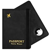 AOOSU Custodia per Passaporto, Custodia per Passaporto in Pelle, Portapassaporto con Slot Airtag, per Carte D