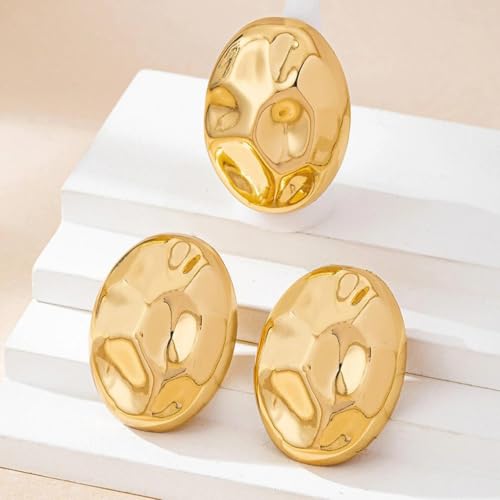 Pendientes de media bola de oro redondos maxi para mujer moderna 6