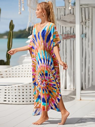 Image of Kaftan Dresses for Women Plus Size Bathing Suit Cover up Caftan Maxi Beach Dresses