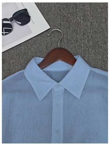 OYOANGLE Men's Mesh Sheer Button Down Shirts Long Sleeve Fitted Party Club Shirt Top4