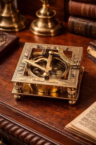Brújula de reloj de sol de latón: herramienta náutica de navegación estilo antiguo de 3 pulgadas miniatura 1