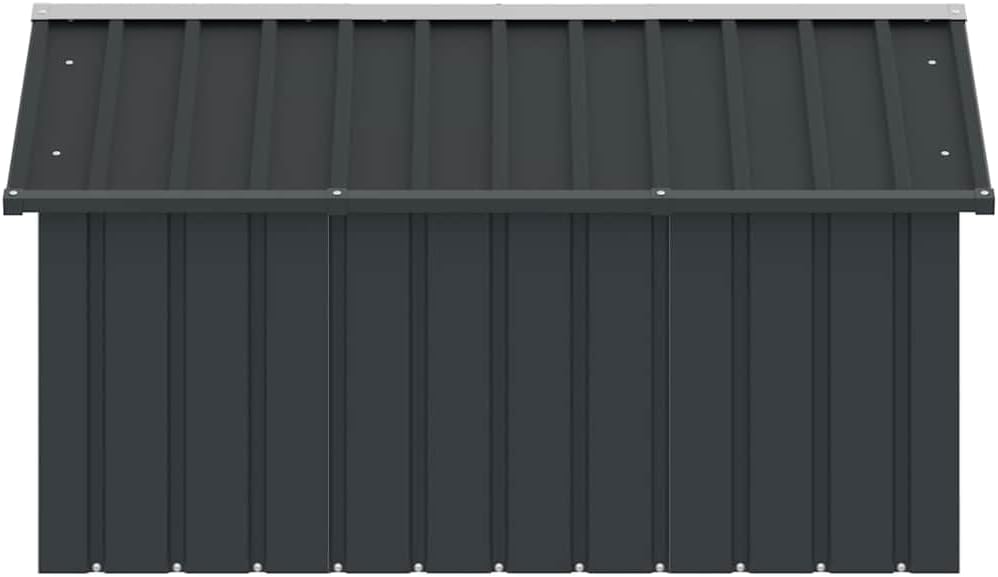 vidaXL Dog House, Outdoor Pet Kennel with Weather Proof Roof, Durable Outdoor Puppy Shelter Kennel for Pet, Anthracite Galvanized Steel