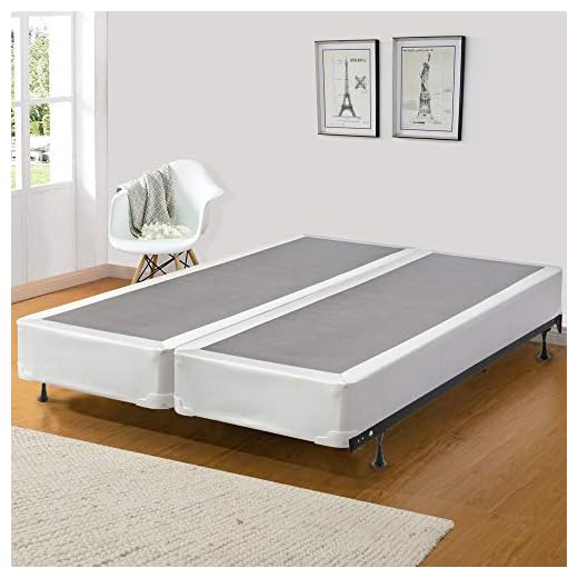 Continental Sleep Fully Assembled Split Wood Traditional Boxspring/Foundation, Queen, White/Grey