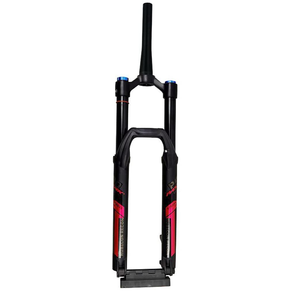 WIQUYBML DH Mountain Bike Suspension Fork Downhill 26 27.5 29 Inch Travel 165mm Air 1-1/2 Tapered Bicycle Front Thru Axle Damping Adjustable (Color : Red A, Size 27.5'')