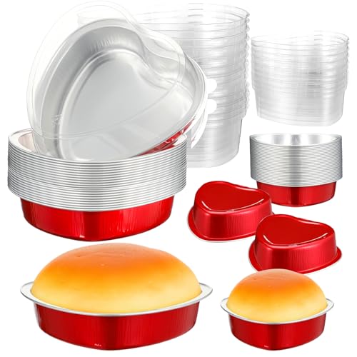 Meanplan 30 Pack Heart Shaped Cake Pans 9 oz, 1.86