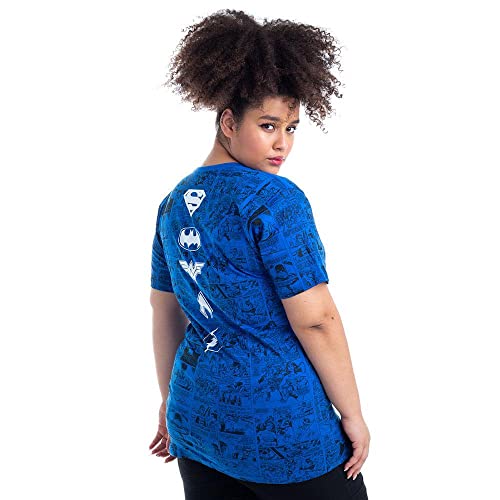 Camiseta Dc Comics Logo, Piticas, Adulto E Infantil Unissex, Azul, P