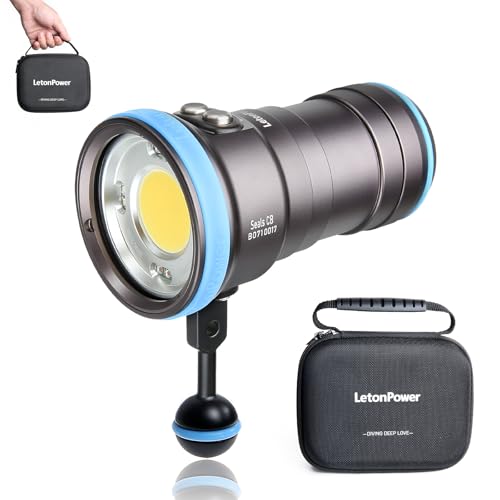 LetonPower Seal CB 4000 Lumen Dive Light for Underwater Photography, 100m Underwater Video Light 94 CRI with 120 Degree Wide Beam Angle Scuba Flashlight for Professional Dive Photography Fill Light