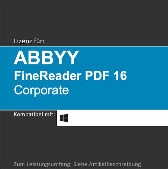 Lizenz für ABBYY FineReader PDF 16 CORPORATE I 2026 I 1 Gerät I 1-3 Jahr(e) I Vollversion | Windows PC/Laptop | Lizenzcode per Post o. E-Mail von softwareGO