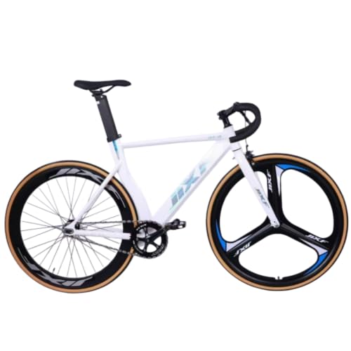 GRSMIS ピストバイク固定ギア自転車700c*28c 超軽量 前後ディスクブレーキ 高炭素鋼フロントフォーク ドロップハンドル (ホワイト)