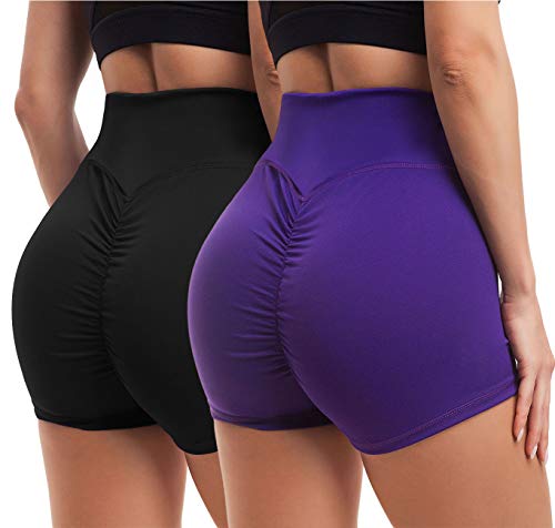 Women Yoga Shorts Ruched Booty High Waisted Gym Workout Shorts Butt Lifting Hot