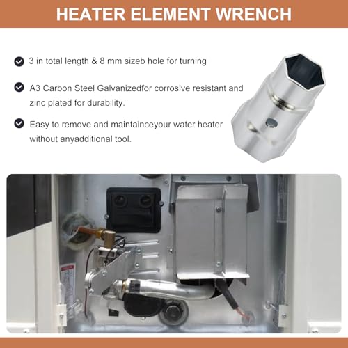 Image of Upgrade RV Water Heater Element Wrench Socket, Dual Hex Wrench Removal Tool for Anode Rod Fit for ll Residential and RV Camper Travel Trailer Motorhome (1-1 /16 in x 1-1 /2 in x 6 in)