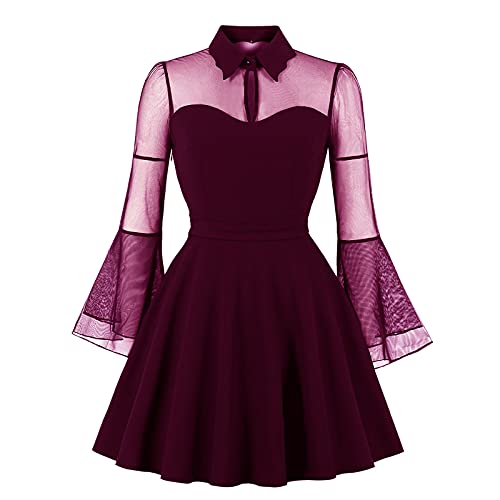 JEGULV Victorian Dresses, Women\'s Flare Sleeves Gothic Dress Lace Up Irregular Hem Midi Dress Sexy Dress Halloween Cosplay Ball Gowns Black Dress with Hood for Women