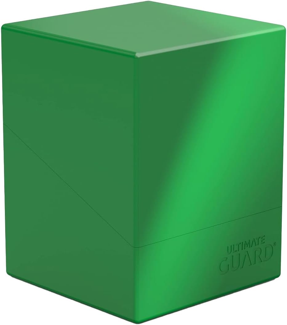 Ultimate Guard Boulder Solid 100+, Deck Case for 100 Double-Sleeved TCG Cards, Green, Secure & Durable Storage for Trading Card Games, No Transparency