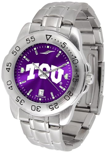Image of SunTime Men's NCAA Team Sport Watch, 20mm Stainless Steel Strap, Reflective Shiny Dial with Date