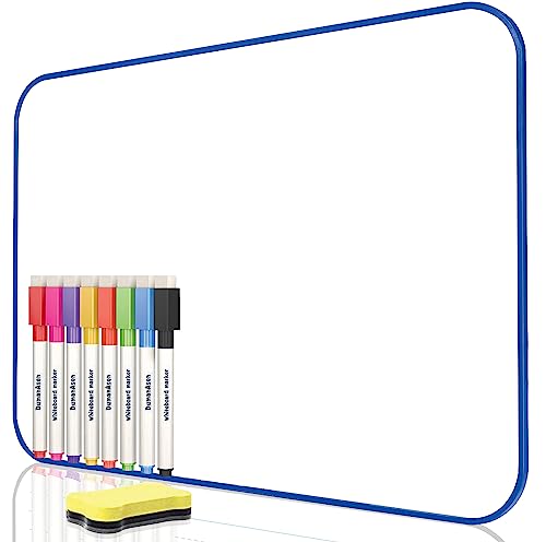Dry Erase Whiteboard, DumanAsen Double Sided Whiteboard with whiteboard pens and Eraser for School, Home, Office, Remote Learning (Blue, 42cm*30cm)