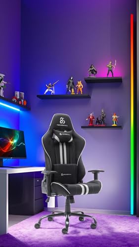 Miniatura 2 de NEWSKILL KitsuneV2 - Silla Gaming ergonómica, Respaldo reclinable 180 Grados, reposabrazos 2D Ajustables, Cojines Lumbar y Cervical, Ruedas XL silenciosas, Tela Transpirable, Color Gris