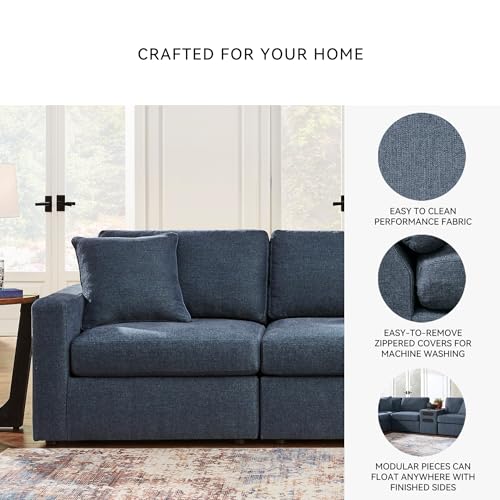 Image of Signature Design by Ashley 3-Piece Modular Sectional Couch, Ink Blue