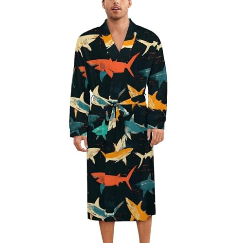 Robe de nuit en soie premium : le kimono imprimé requin élégant