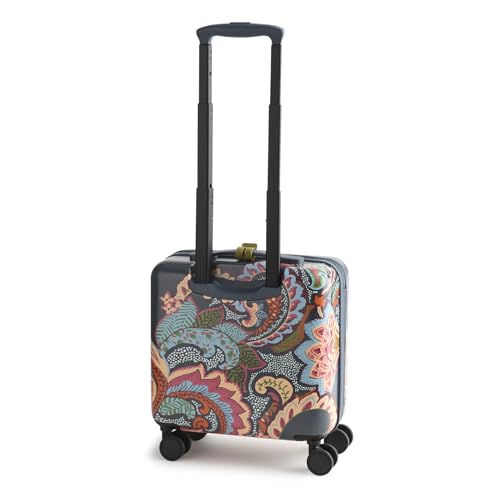 Vera Bradley Hardside Luggage Mini Adair Spinner Suitcase, Leaf Me Not Paisley Dark Slate2
