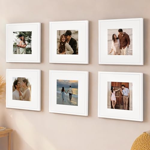 Image of Art Street Premium Photo Frame for living room, Classic Aesthetic Design Photo Frames for Photograph, Art Work, Kids Room Set of 6 (8x8 Inch, White)