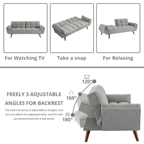 Image of Tarantino 3-Seater Convertible Sofa Cum Bed | Modern Tufted Upholstered Folding Sleeper Sofa for Living Room | High-Density Foam Comfort | Space Saving Couch Bed for Home (Light Grey)