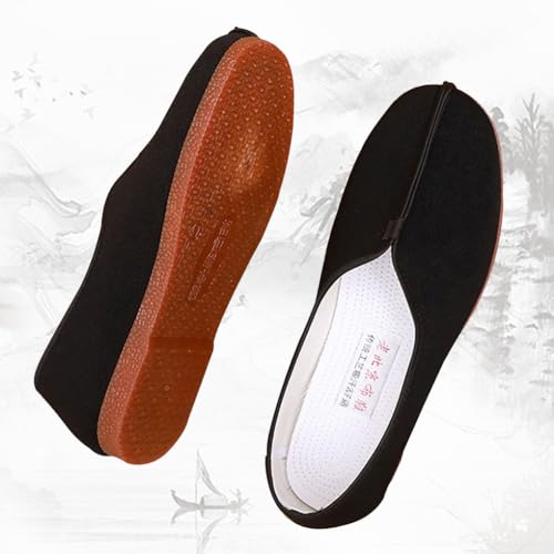YunPeng Men's Kung Fu Shoes Chinese Traditional Old Beijing Shoes, Anti Slip TPR Sole Martial Arts Tai Chi Shoes Black3