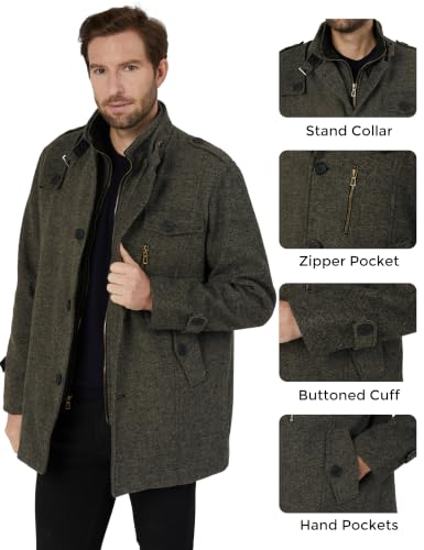 Image of Wantdo Men's Wool Blend Jacket Stand Collar Windproof Pea Coat