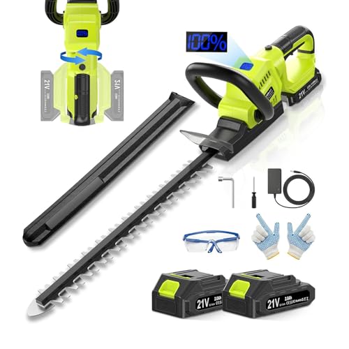 VOERJIA 21V Lightweight Cordless Hedge Trimmer with Battery & Clippers