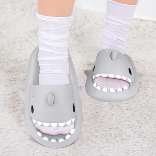 Image of Kids Shark Cloud Slides | Boys Girls Slip On Sandals | Toddler Beach Slippers | Youth Fish Flip Flops Pool Shower Shoes