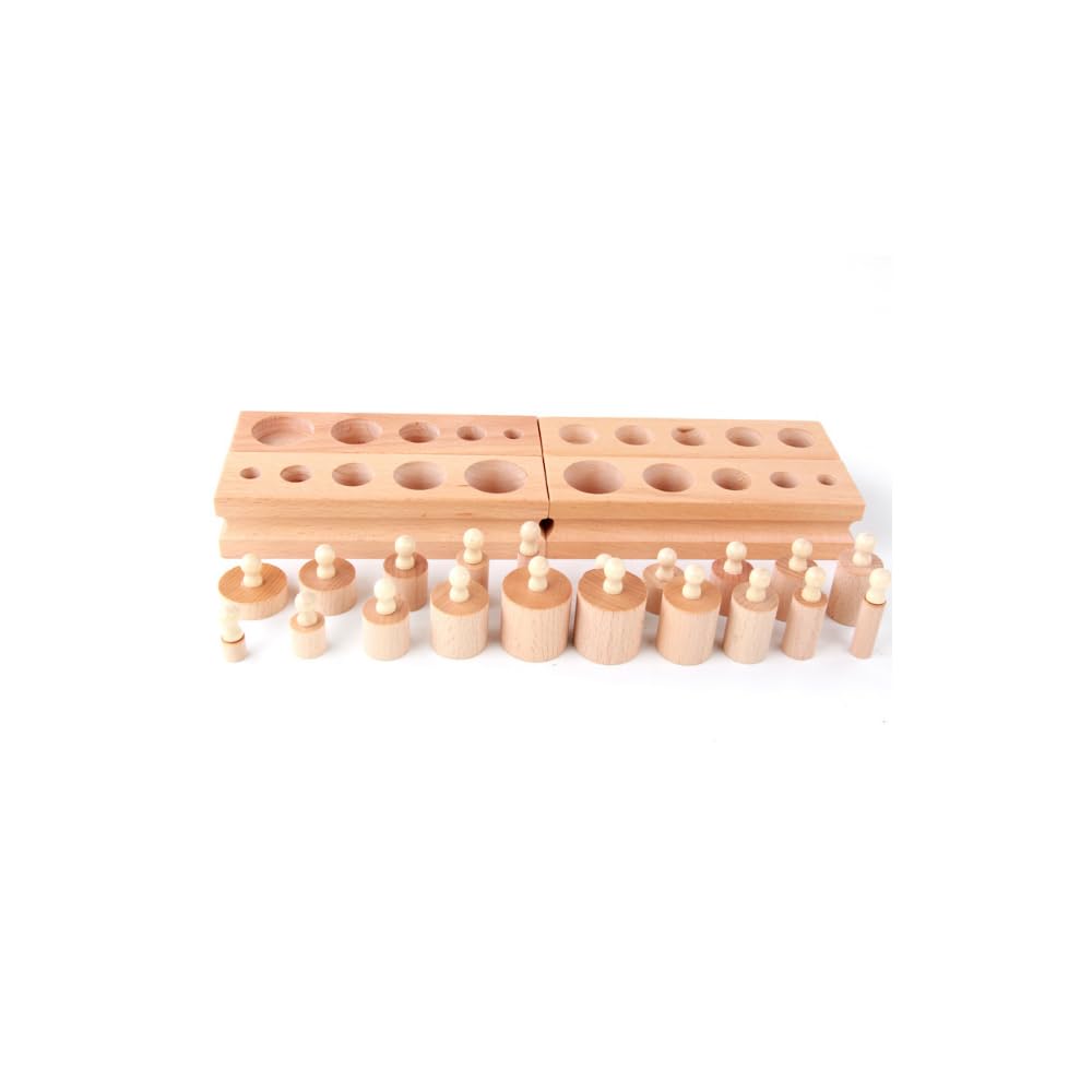 Petits Emboîtements Cylindriques Montessori – 4 Blocs en Bois pour Motricité Fine, Discrimination Visuelle et Pré-écriture – Dès 2 Ans et Demi (: K700-1/A021)