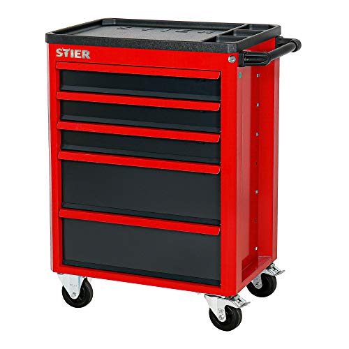 STIER Werkstattwagen Basic+, Montagewagen mit Kunststoffabdeckung, unbestückt - leer, Werkzeugwagen, Max. Belastung 185 kg – Bild 4