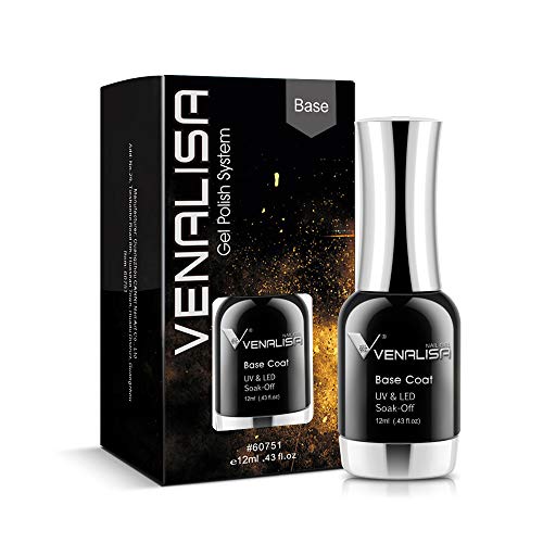 VENALISA 12ml Base Coat Nail Polish Gel Quick Dry UV LED Soak Off Shine Finish and Long Lasting, 0.43 Fl Oz Cover