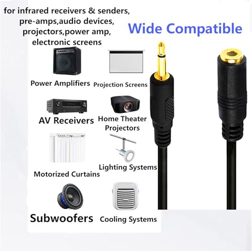 Cable de audio mono 3.5mm macho a hembra 1.8m negro miniatura 2