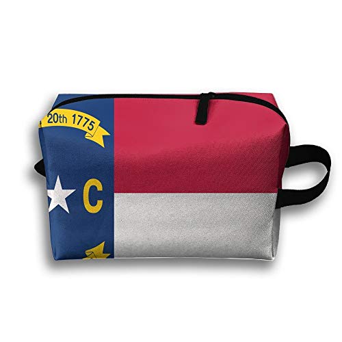 Preisvergleich Produktbild Flagge von North Carolina Tragbare Kulturbeutel Kosmetiktasche Wasserdichte Reißverschluss-Aufbewahrungstasche