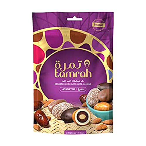 Tamrah Chocolate Covered Dates â€” Assorted Milk Chocolate, Dark Chocolate, Caramel Chocolate, Orange Chocolate â€” Healthy Chocolate Snacks â€” Gifts for Kids and Adults â€” Zipper Bag (600gm)