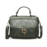 Vintage Crossbody Bags for Women, Small Leather Purse Messenger Bag, Retro Women Shoulder Handbag with Top Handle