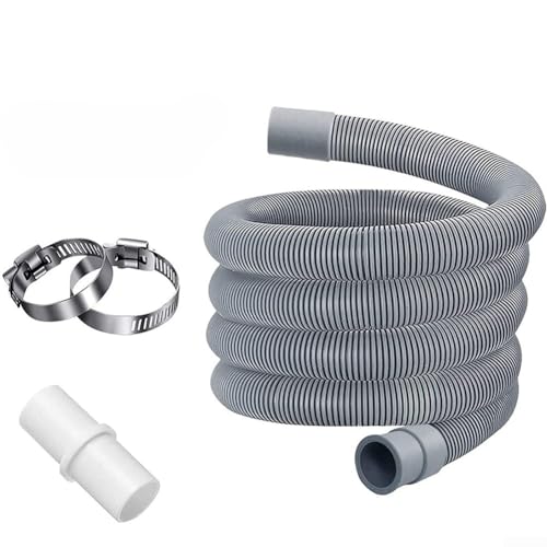Homeponnew Washing Machine Dishwasher Drain Waste Hose Extension Pipe Kit, With Hose Connector And 2 Clips, Anti-Aging Water Draining Solution, Easy Installation(1m)