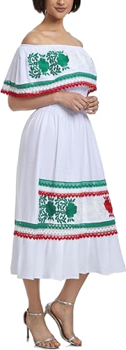 Image of YZXDORWJ Women Embroidered Mexican Peasant Casual Sexy Lace Off-Shoulder Long Dress