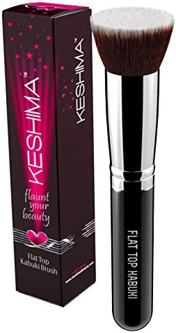 Flat Top Kabuki Foundation Brush By KESHIMA - Premium Makeup Brush for Liquid, Cream, and Powder - Buffing, Blending, Flawless Face Brush