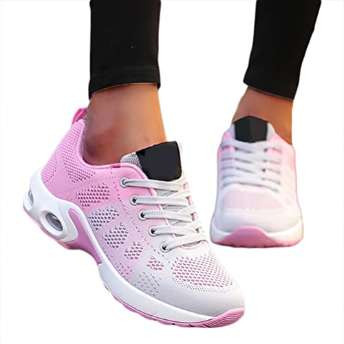 Minetom Damen Mesh Laufschuhe Turnschuhe Sportschuhe Sneaker Running Tennis Schuhe Straßenlaufschuhe Dämpfung Leichtgewichts Atmungsaktiv Walkingschuhe Outdoor Fitness Jogging B2 Rosa 40 EU