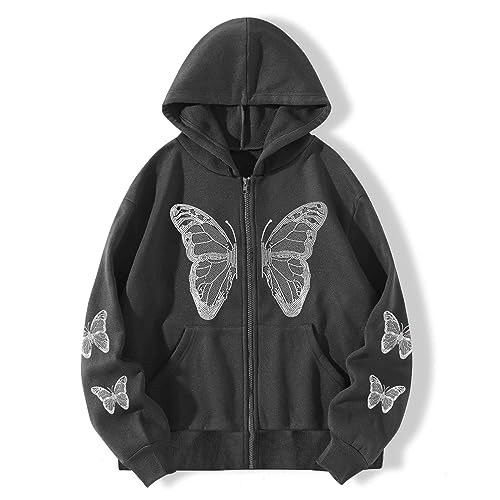 Sweat à capuche à fermeture éclair graphique femme Y2K ample veste légère - 2
