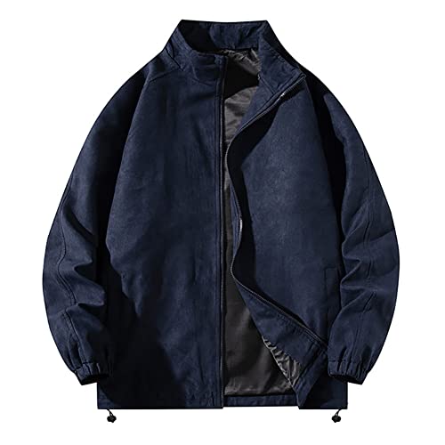 Veste bomber vintage homme bleu marine M vêtement extérieur zippé