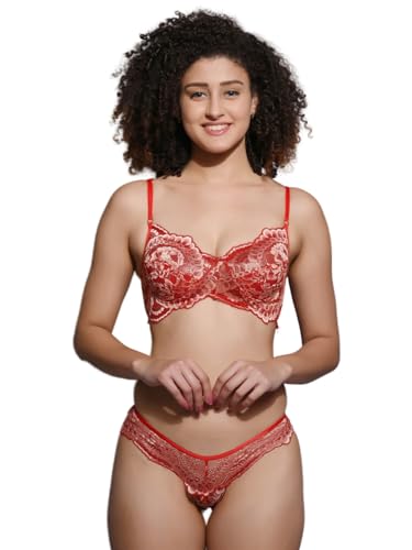 Image of Love Maker Bra Panty Set for Women | Beautiful Lingerie Set for Women for Honeymoon | Net Lace Lingerie Set | Panty Bra for Daily use | Sexy Look for Special Days Lingerie Sets.
