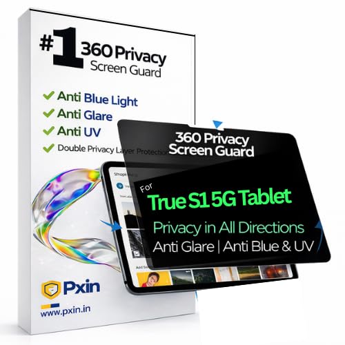 Image of Pxin Tablet Privacy Guard compatible with True S1 5G Tablet | Privacy screen protector | Anti Glare | Anti Spy Screen | Reduces blue light | 360 degree Privacy Screen | Eye Protection